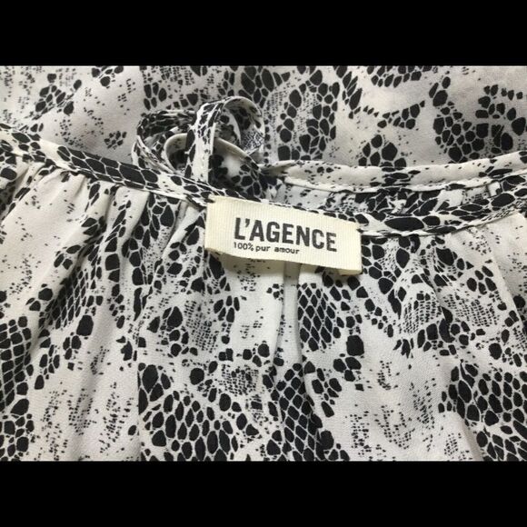 L’AGENCE 100% Silk Lace printed Tie neck blouse - Picture 6 of 8